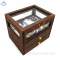 Wooden Storage Boxes Wood Jewelry Box with 2 Drawers Manufactory